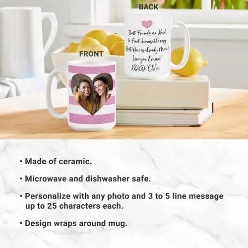 Miniatura 3 de Let's Make Memories Taza de corazón con foto personalizada - Para él - Para ella