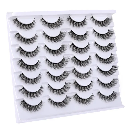 Miniatura 7 de Newcally - Pestañas postizas de ojo de gato con aspecto natural, pestañas cortas y tupidas en 3D, paquete de 14 pares de pestañas falsas de visón