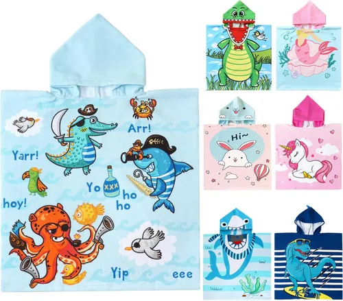 Miniatura 36 de NovForth Toalla de Playa para Niños y Niñas, Envoltorio de Toalla de Baño con Capucha de Cocodrilo, Toalla de Piscina para Niños Pequeños con Capucha