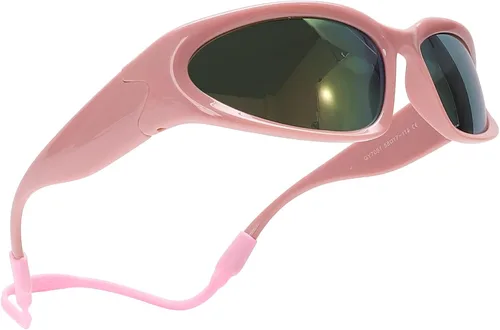 GUVIVI Gafas de sol para niños con correa envolvente, gafas de sol futuristas para niños y niñas, persianas ovaladas de 4 a 12 años