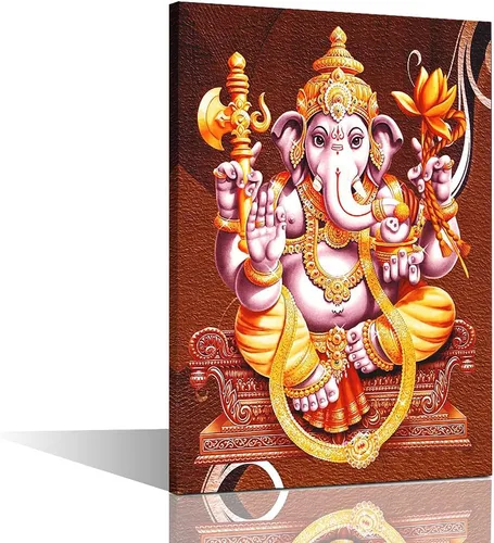 Miniatura 15 de TUMOVO Lord Ganesha - Decoración de pared Ganapati de Deidad india, cuadros impresos en lienzo, pósteres de pintura hinduismo cultural hindú