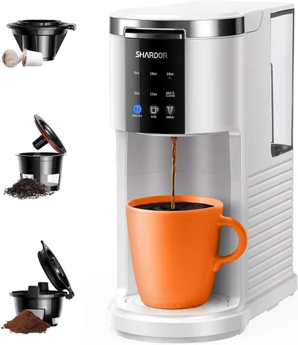 SHARDOR Cafetera 3 en 1, cafetera K Cup compatible con café molido y tés, cafetera de una sola porción, tamaños de preparación de 6 a 14 onzas,
