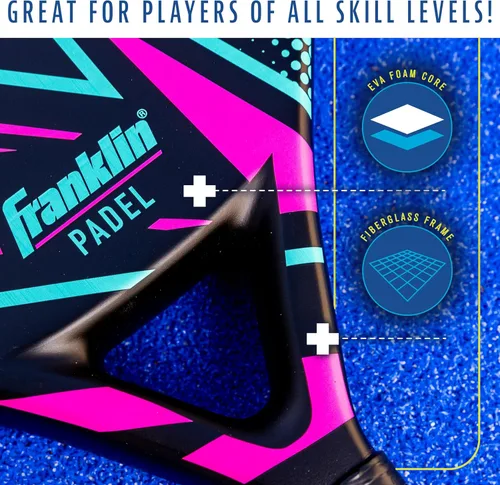 Miniatura 4 de Franklin Sports - Axel Padel Set - 2 Fiberglass Padel Rackets with Foam Core, Balls, & Carrying Case and Replacement Balls