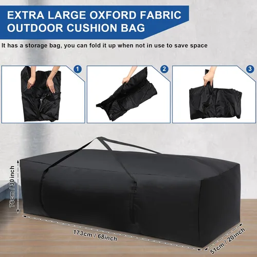 Miniatura 2 de Silkfly 2 bolsas de almacenamiento para cojines de patio de 68 pulgadas de largo x 30 pulgadas de ancho x 20 pulgadas de alto, bolsa