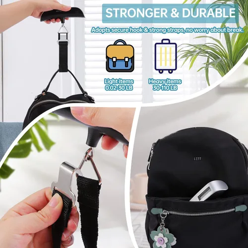 Miniatura 5 de Báscula digital para equipaje paquete de 3 básculas de peso de equipaje báscula digital de mano de 110 libras báscula de equipaje con pantalla LCD