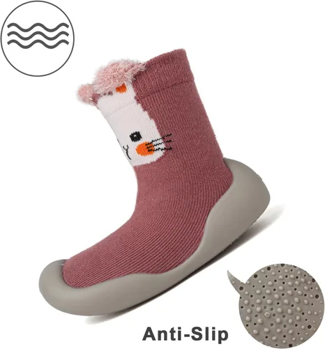 Miniatura 5 de Zapatos de calcetín para bebé, suela de goma suave, antideslizante, para interiores, para bebés, niños y niñas, zapatos de entrenamiento