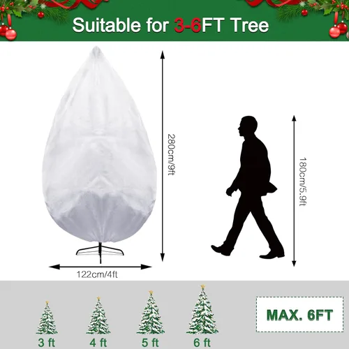 Miniatura 3 de Onesing Bolsa de almacenamiento para árbol de Navidad, 9 x 4 pies, cubierta blanca a prueba de polvo para árbol de Navidad para almacenamiento Blanco
