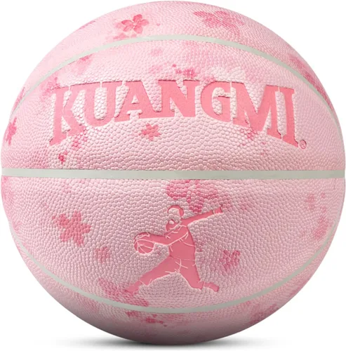 Miniatura 16 de Kuangmi Serie Rosa Balón de Baloncesto, Diseño Premium Estampado para Rendimiento Callejero, Tamaño Oficial para Hombres 7 de 29.5 Pulgadas