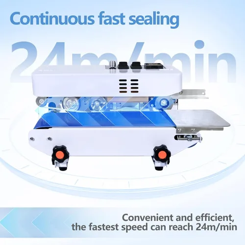 Miniatura 5 de Máquina selladora térmica comercial, máquina automática de sellado continuo de bandas de bolsas con control digital de temperatura, velocidad