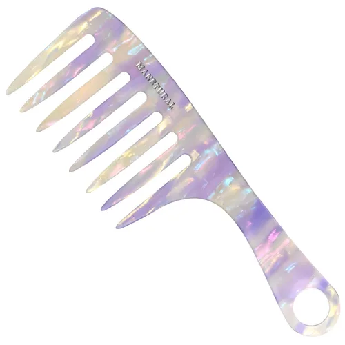 Miniatura 8 de D1 Peine de mango de dientes anchos para cabello rizado Eleva, conserva el rizo, suaviza el cabello. Peine de acetato (morado brillante)