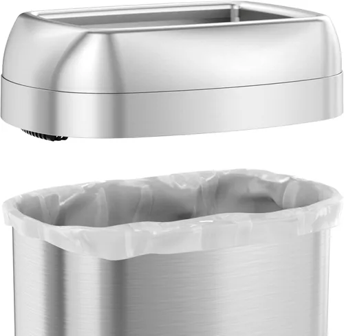 Miniatura 4 de iTouchless Tapa de bote de basura elíptico, abierta, modelos OL13STV y OL16STV, para botes de basura de 13 y 16 galones