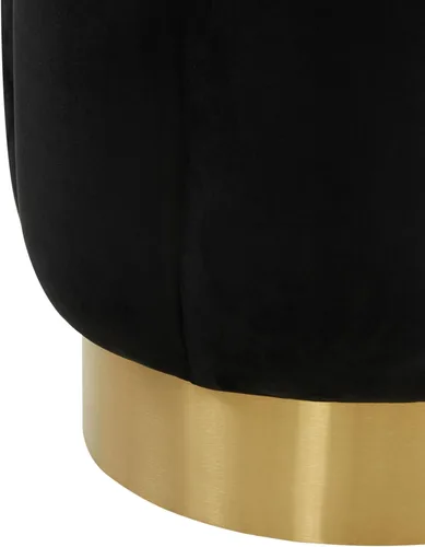 Miniatura 4 de SAFAVIEH Couture Collection Maxine Glam - Otomana redonda tapizada de terciopelo negro/canal dorado para sala de estar, dormitorio, taburete