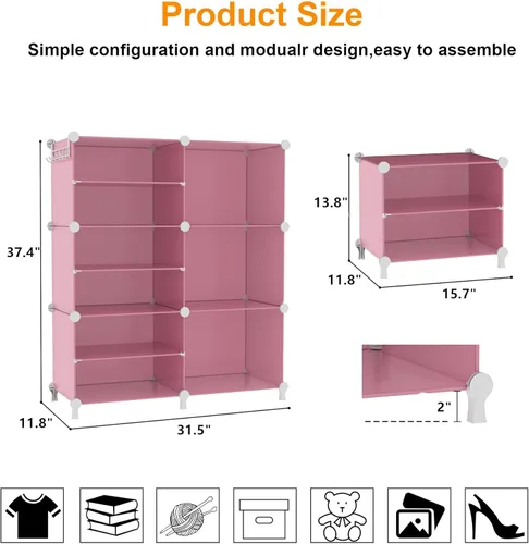 Miniatura 3 de AWTATOS Organizador de armario con 6 cubos de almacenamiento, estantes portátiles para armario, organizadores de ropa y almacenamiento apilables