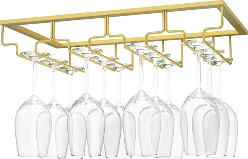 Miniatura 9 de Nuovoware Estante para copas de vino, soporte para copas de vino, 8 filas, color dorado profundo