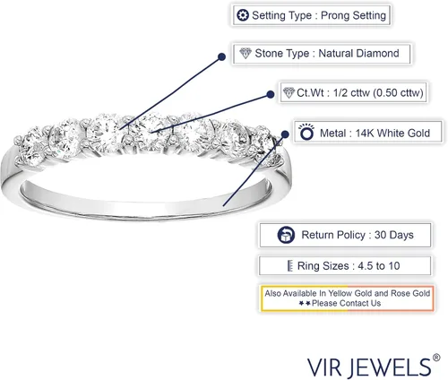 Miniatura 5 de AGS anillo de boda, certificado I1-I2 12 ct 14 quilates con 7 diamantes(color H-I)