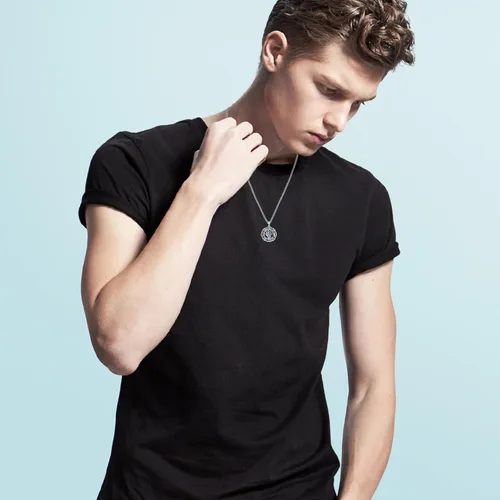 Miniatura 532 de Collar con colgante de plata de ley 925 con medalla de San Patrón, joyería religiosa para hombres y mujeres, con cadena de acero inoxidable 316L