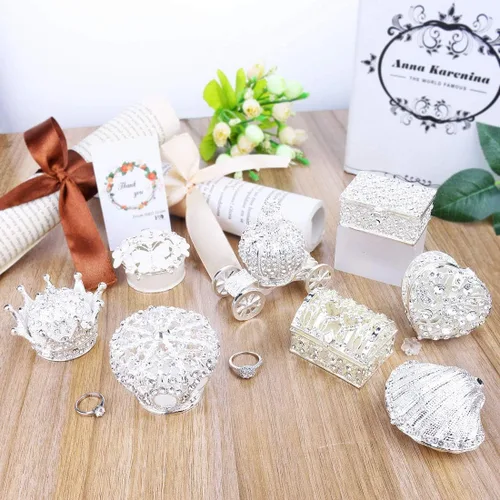 Miniatura 8 de YU FENG Bling Heart - Caja de joyería con bisagras coleccionables de cristal esmaltado con joyas