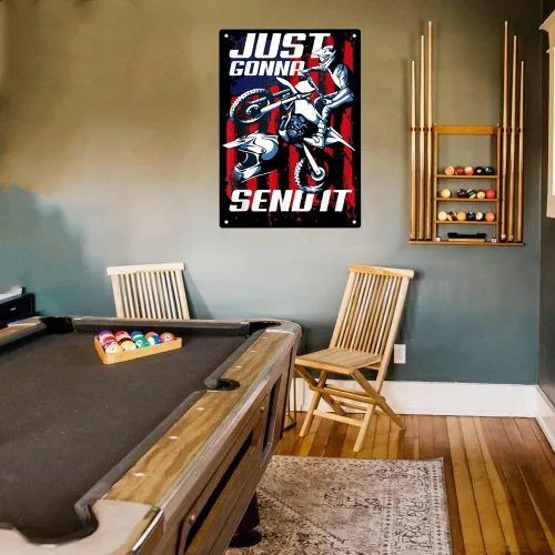 Miniatura 3 de Just Gonna Send It - Letrero de metal con la bandera estadounidense para motocross, motocross, motocross, motocross, bicicleta, para hogar, oficina
