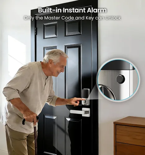 Miniatura 13 de Veise VE07 Cerradura inteligente de puerta con huellas dactilares, cerrojo de seguridad sin llave de 7 en 1 con control de aplicación, teclado