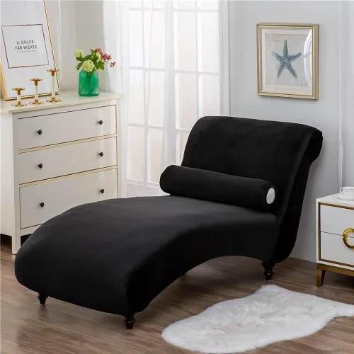 Miniatura 6 de Funda de terciopelo para tumbona de lujo, para sala de estar, muebles de interior, ultra suave, lavable a máquina, color negro