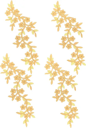 4 unidades de parche largo de 10x5 pulgadas con diseño de enredadera de flores y hojas, parche termotransferible bordado para prendas, cortinas,