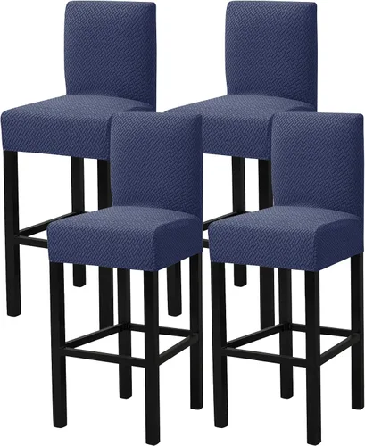 Miniatura 10 de Gollense Juego de 4 fundas para taburetes de bar con respaldo, fundas elásticas de jacquard para taburetes de bar, fundas de asiento lavables