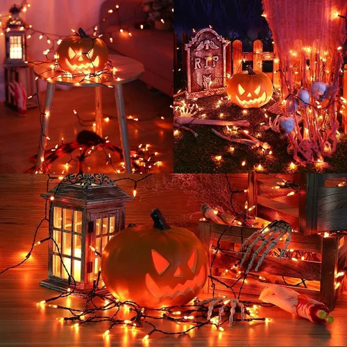Miniatura 7 de Joomer - Tira de 100 miniluces LED de Navidad, 33 pies, funcionan con pilas, impermeables, 8 modos de funcionamiento y temporizador