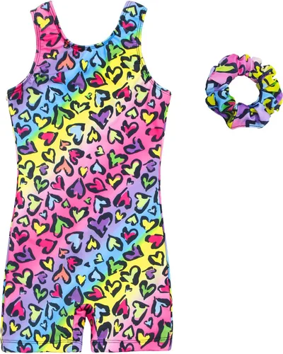 Miniatura 31 de JESKIDS Leotardos para Niñas de Gimnasia con Shorts de Danza Biketards Acrobacia Coletero a Juego para el Cabello 3~15 Años