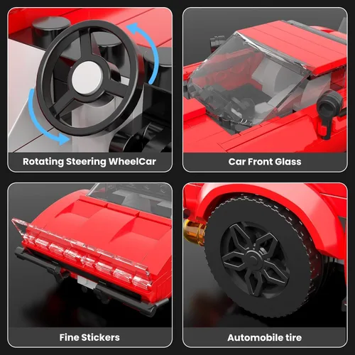 Miniatura 2 de Mould King Super Sports - Juego de construcción de autos deportivos con vitrina, 332 piezas de juguete de construcción para niños y adultos, kit