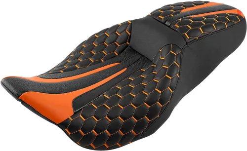 Miniatura 9 de Asiento de conductor, pasajero y piloto - SLMOTO Asiento de motocicleta de una pieza para 2 personas, compatible con Harley Touring Road King CVO