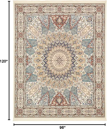 Miniatura 2 de Unique Loom Colección Narenj - Adams - Alfombra ovalada (2 pies 2 pulgadas x 3 pies 1 pulgada, color azul/borgoña)