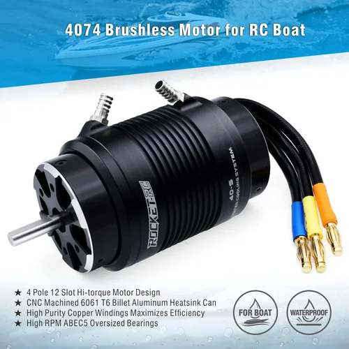 Miniatura 2 de Surpass Hobby 4074 1350KV Motor de barco RC Diseño de 4 polos Motor sin escobillas Piezas de repuesto para barco (1350kv) Adecuado para barco RC