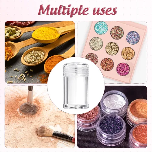 Miniatura 7 de RAYNAG 6 botellas vacías de polvo suelto para viajes, cosméticos con purpurina en polvo, para sombra de ojos, botella agitadora con tamiz y tapas