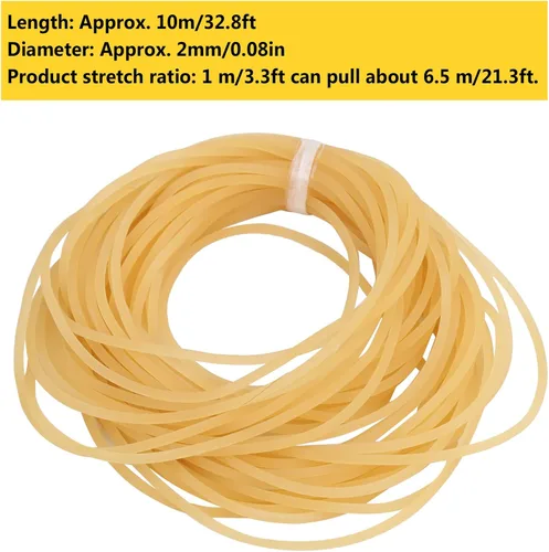 Miniatura 2 de Tubo de banda de goma de látex natural de 0.079 in de diámetro 32.8 ft de longitud para tirachinas catapulta piezas elásticas caza al aire libre