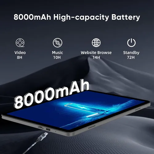 Miniatura 6 de WXUNJA Tablet Android 15, tabletas de 11 pulgadas con procesador Octa Core, 12 GB de RAM 128 GB de ROM 1 TB de expansión, Widevine L1, batería