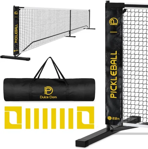 DULCE DOM Red de pickleball portátil para exteriores con kit de marcado de cancha, redes de pickleball de 22 pies regulación USAPA tamaño completo,