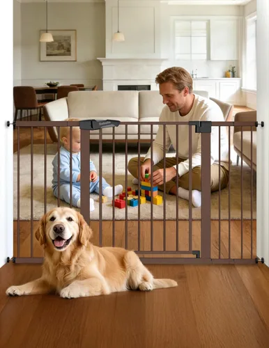 Miniatura 15 de Babelio - Puerta de bebé de 73-109 cm, con cierre automático, fácil de instalar, puerta de seguridad extra ancha para mascotas, Walk Thru