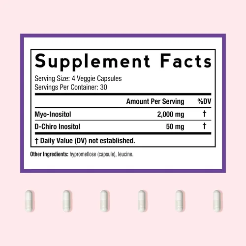 Miniatura 2 de Doctor's Recipes Suplemento de inositol para mujeres, cápsulas de mio-inositol y D-Chiro inositol de 2050 mg por porción, mezcla ideal 40:1, 120