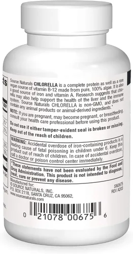 Miniatura 2 de Source Naturals Chlorella 500 mg Superalimento verde, tabletas B12-100 a base de plantas