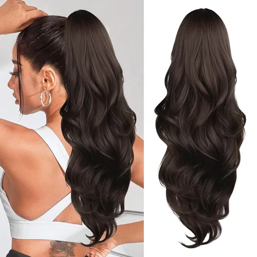 Miniatura 23 de Extensión de cola de caballo rubio, extensión de cola de caballo con cordón de 20 pulgadas para mujeres, extensiones de cabello de cola de caballo