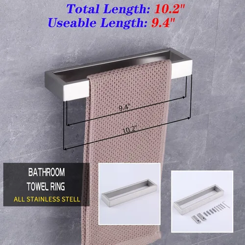 Miniatura 3 de GERZWY Juego de accesorios de baño de 2 piezas de acero inoxidable contemporáneo montado en la pared - Soporte para papel higiénico con anillos