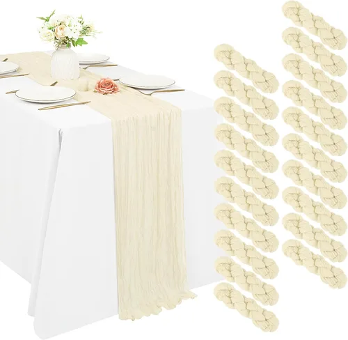 Miniatura 61 de 10 piezas de camino de mesa de estopilla en azul bebé 10 pies, camino de mesa de gasa para recepción de boda, despedida de soltera, fiesta