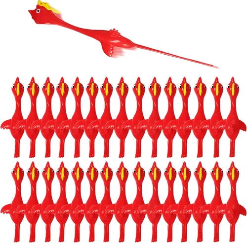 Miniatura 15 de Slingshot Pollo de goma Pollo Flick Pollo Volador Flingers Stress Gag Toys Stress Gag Toys, tirachinas de pollo de goma, divertidos rellenos