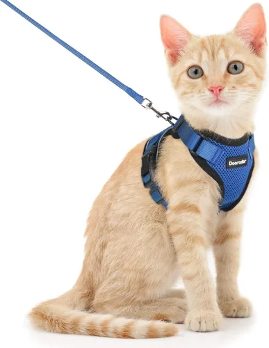 Miniatura 41 de Dooradar Juego de arnés y correa para gato, chaleco ajustable seguro a prueba de escapes, para caminar, chaqueta de malla suave y transpirable