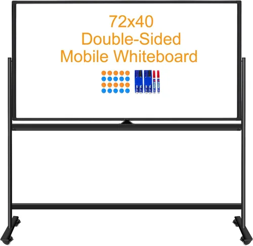 Miniatura 15 de BSTPCOO Pizarra magnética de borrado en seco con soporte, pizarra blanca de doble cara de 36 x 24 pulgadas con soporte, pizarra blanca móvil rodante