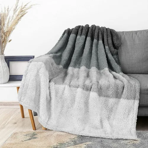 Miniatura 17 de PAVILIA - Manta de sherpa para sofá, gris esponjosa y cálida, manta de felpa suave para cama, acogedora, súper suave y ligera, manta decorativa