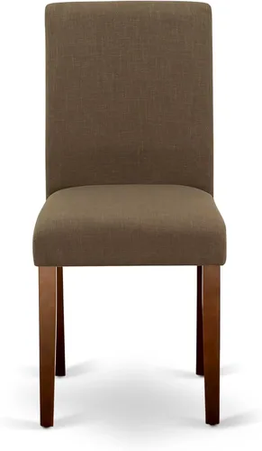 Miniatura 4 de East West Furniture ABP3T18 Abbott Parson - Sillas de comedor acolchadas de tela de lino café, juego de 2, caoba