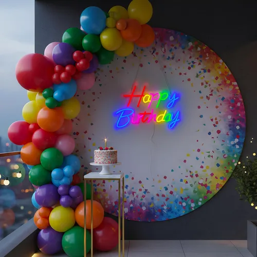 Miniatura 6 de Letrero de neón de feliz cumpleaños para telón de fondo, letrero con luz LED de feliz cumpleaños, luz de neón regulable alimentada por USB