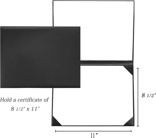 Miniatura 2 de Cubierta para diploma de 8.5 x 11 pulgadas, titular de certificado de graduación, cubiertas de certificado de cuero liso (negro)