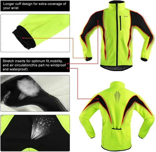 Miniatura 5 de Chaqueta térmica para ciclismo (tejido Softshell, resistente al viento, impermeable, 15K) de ARSUXEO
